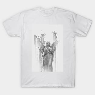 Aesthetic Greek Roman Classic beautiful statue love romantic architecture sketches black and white T-Shirt